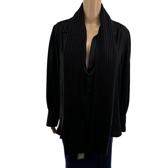 ALLSAINTS Black Ribbed Knit Scarf - Picture 4 of 8